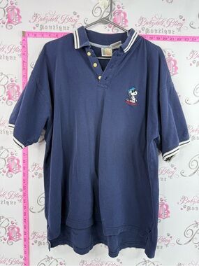 Peanuts snoopy shirt polo vintage Embroider Navy Blue Polo Shirt with White Trim
